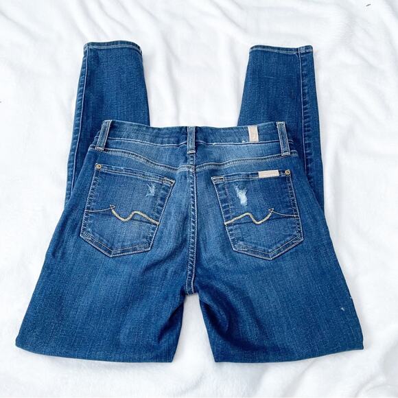 7 for all mankind ankle gwenevere jeans blue ripped denim size 24 7FAM - Picture 5 of 10